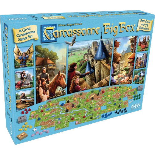 includes The River and The Abbot Z-Man New Carcassonne Tile-Laying Base Game 